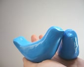 OOAK - Ready to Ship - 2 Blue Love Birds - Decoration - Home decor - Wedding - Handmade by oenopia