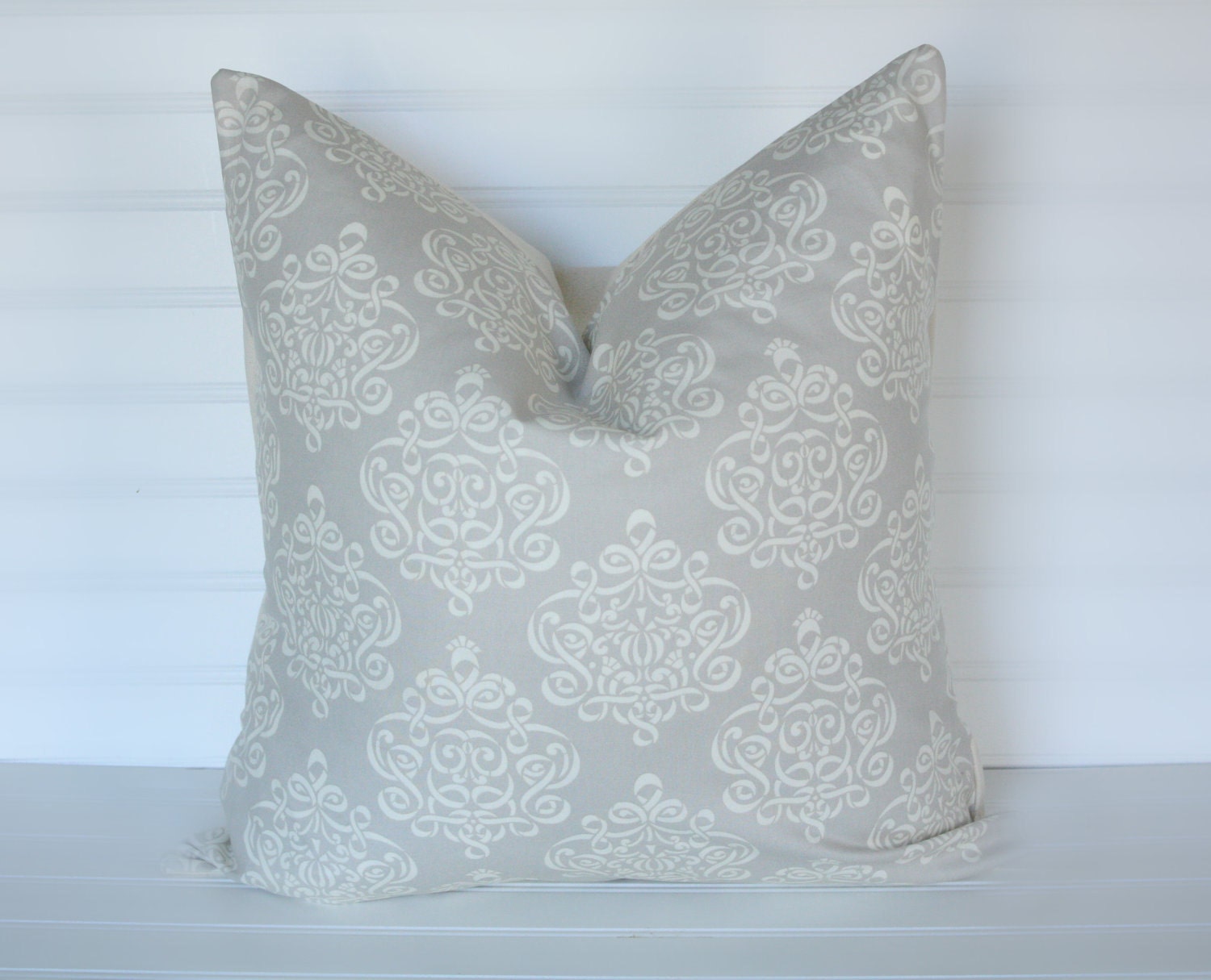 Grey /Ivory Ribbonesk Pillow Cover 20 x 20