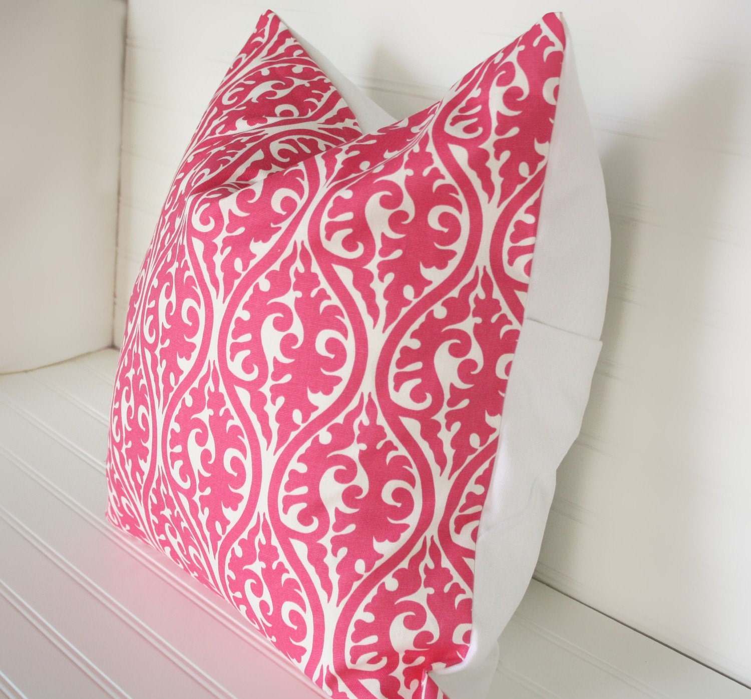 18x18 Pink and White Fancy Pillow Cover