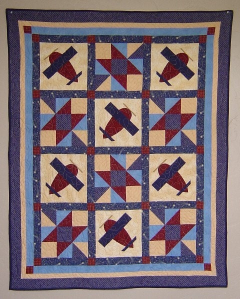 Baby Boy Airplane Quilt PATTERN - PDF - throw quilt - boy - EASY