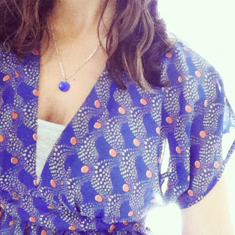 Indigo Blue Enamel Charm Necklace - Gold Photo Locket