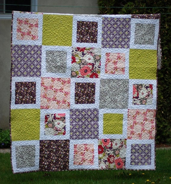 All Squared Up Original Twin Quilt or Coverlet Pattern PDF from Yards and Yards