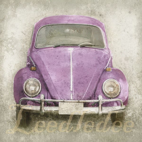 Ruby Red Bug (or CHOOSE your color) - 8x8 or 8X10 Retro Hippie Volkswagen Beetle Nostalgic 1960s 1970s