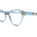 TURA sky blue cat eye glasses. gold embellishments. ornate. 1950s retro eyewear. aluminum and gold. no lenses. (VFAC)