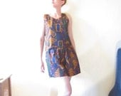 Vintage 80s Tribal Playsuit Romper. Tank Top. High Waist Shorts. Size S.