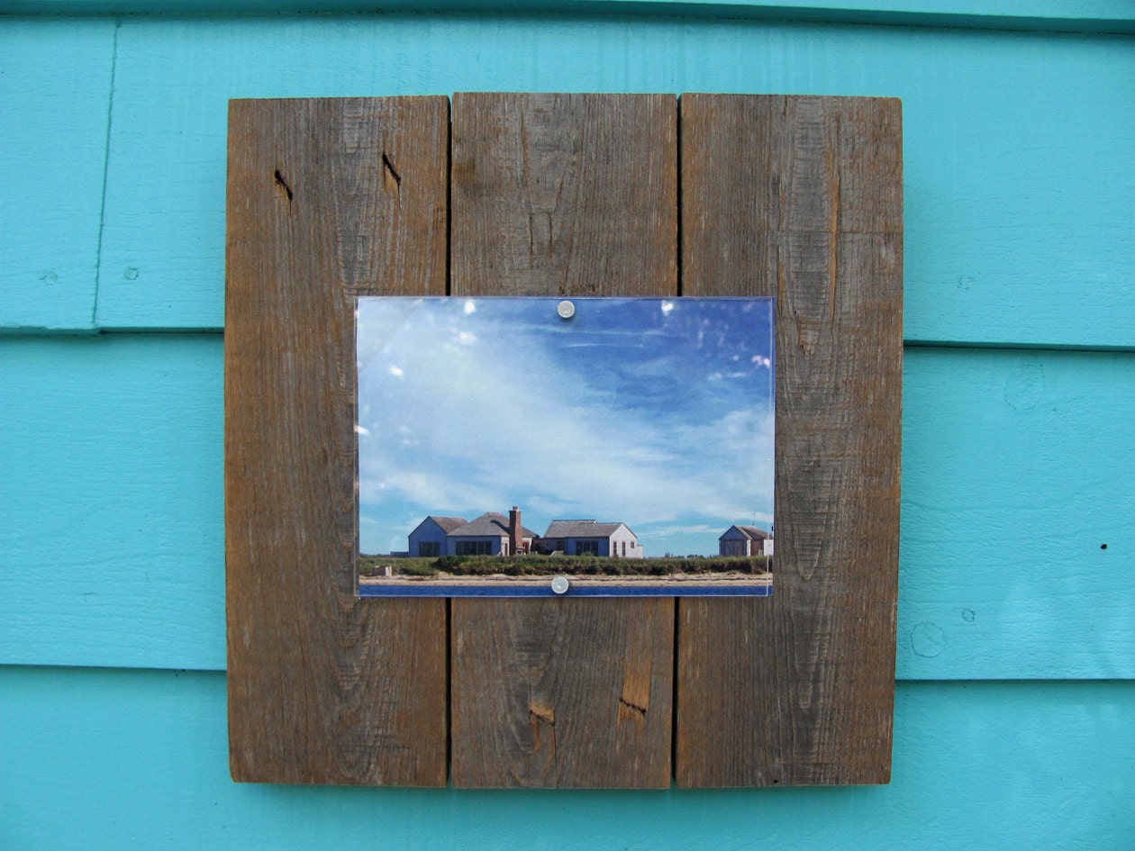 Recycled wood picture frame, 5 X 7, upcycled rustic meets modern cool.