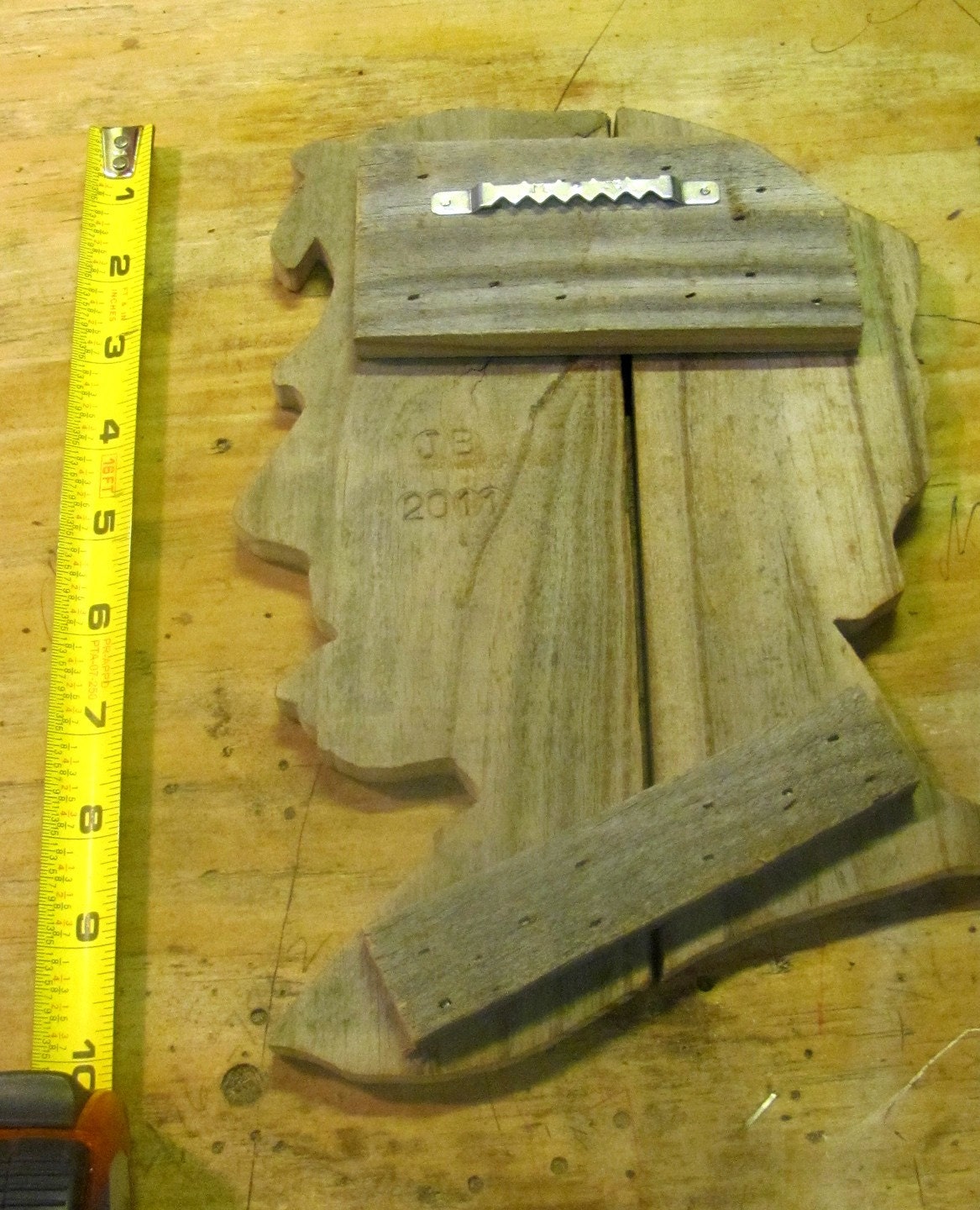 Small Abraham Lincoln made of recycled fence wood, Abe (10" x 7")