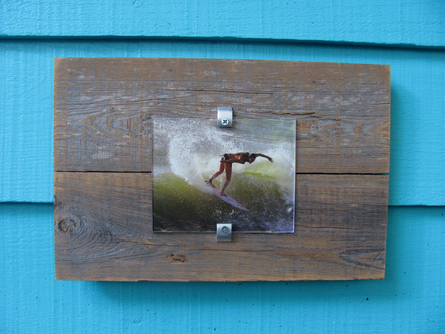 Recycled wood picture frame, upcycled rustic meets modern cool.