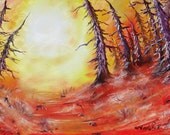 The Path Modern Contemporary Original Painting Reproduction 11x14 Print Trees Wall Art Deco