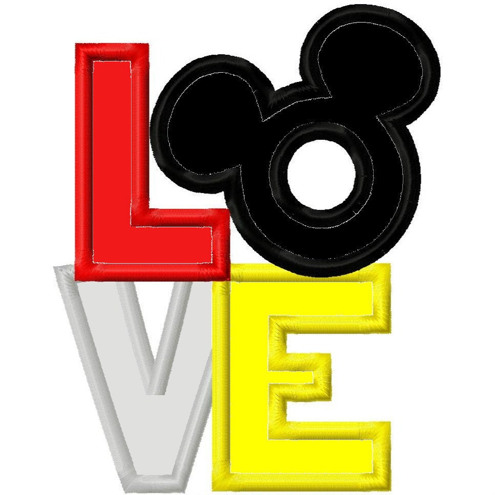 Digi Dolls LOVE Mr. Mouse Head Applique Machine Embroidery Design 4x4 5x7 Mickey INSTANT DOWNLOAD