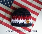 Red, White & Blue Baby Boy Patriotic Photo Prop Hat with Tree Branch Button