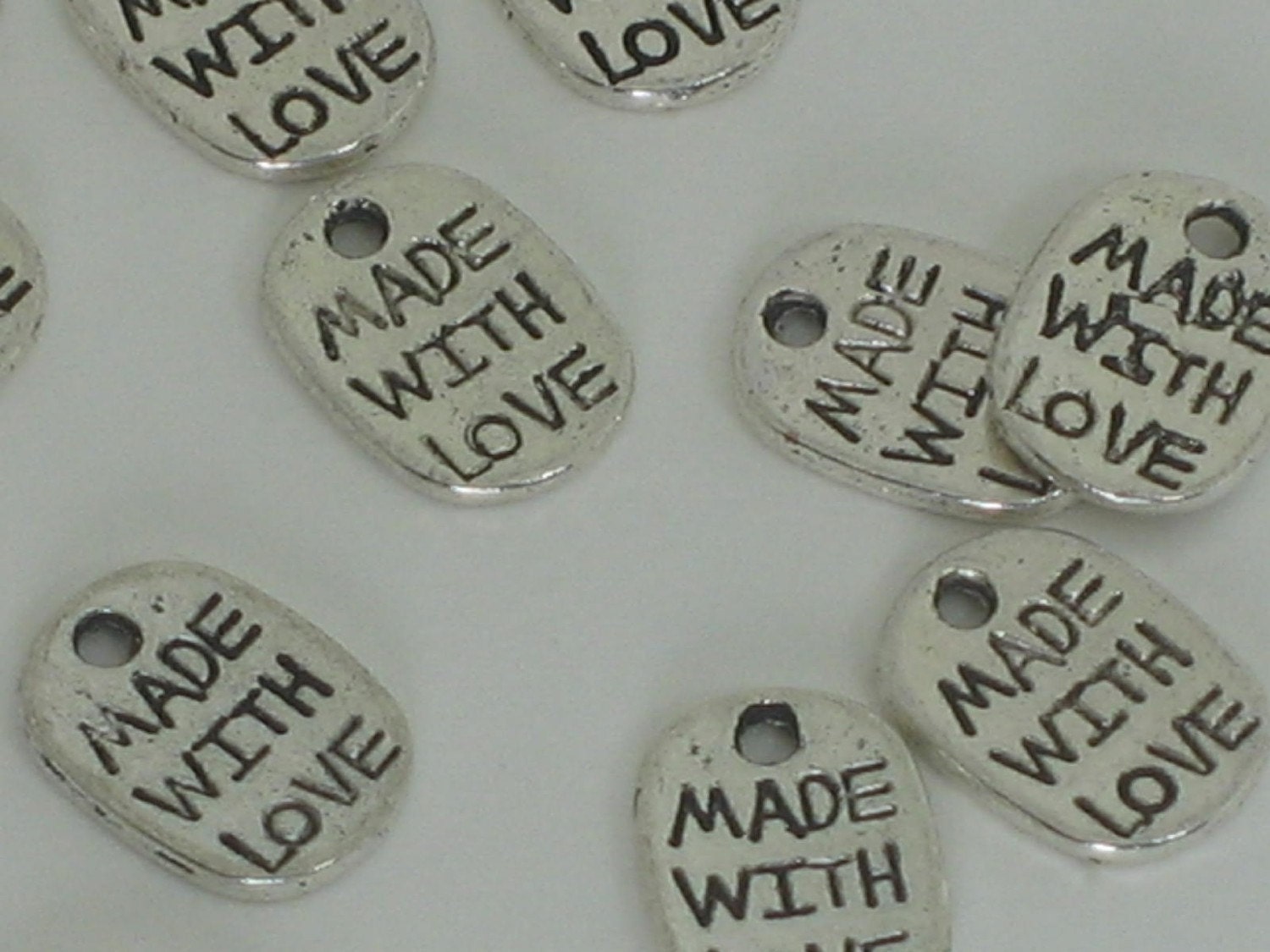 Made With Love - Silver Charms -  20 pieces