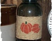 Country Primitive Pumpkin Jar Wrap Muslin Halloween Fall Harvest Candle Cozy Cover