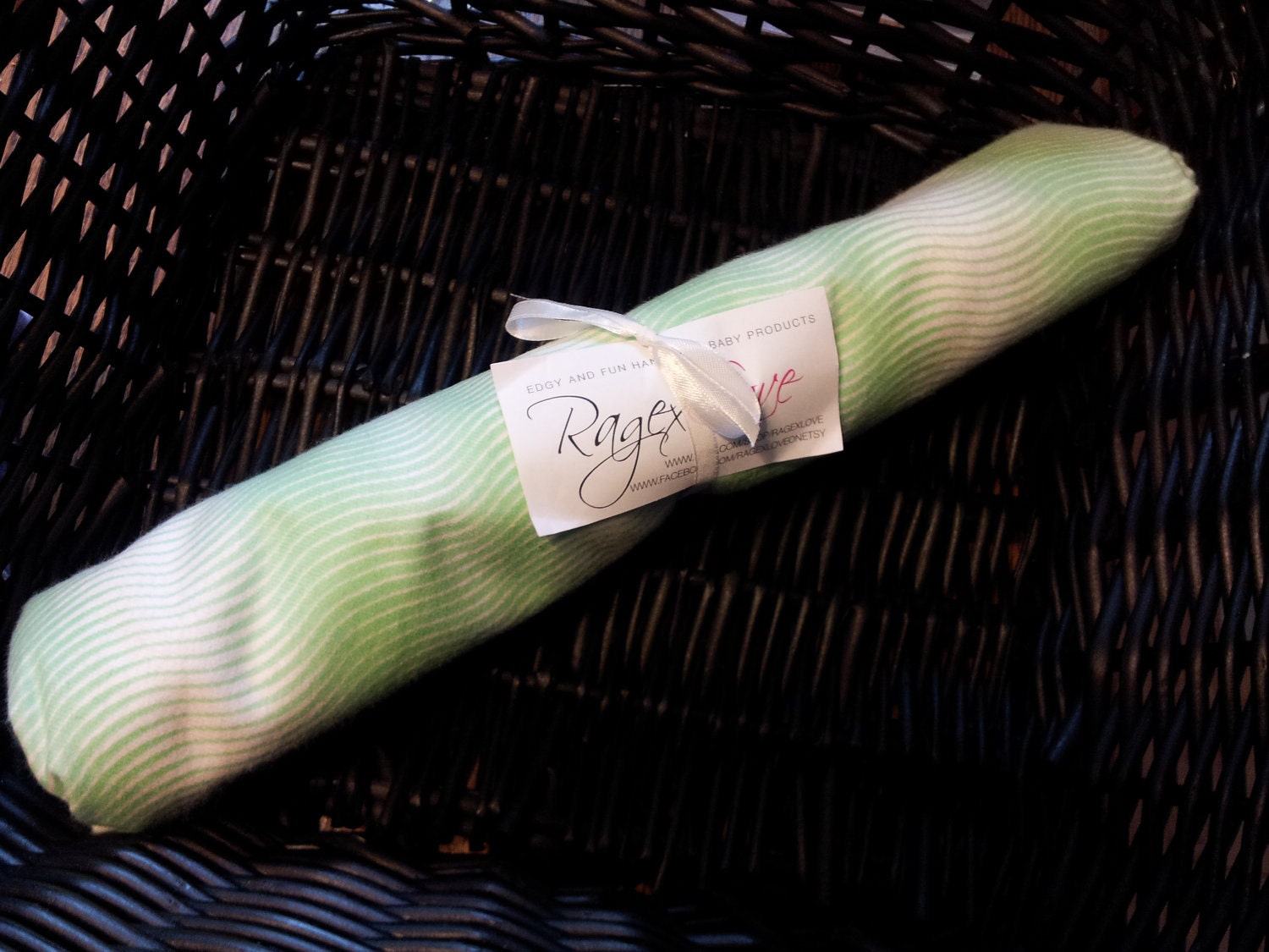 Green and white receiving blanket