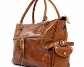 Vintage Style Supple Leather Shoulder / Messenger Bag collaboration with junev - Brown