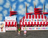 O Scale Carnival Game/Concession Tent Set- Ring the Bottle, Deep Fried Twinkies