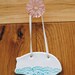 Ceramic Pig Ornament Hanging pig sign turquoise lace piggy