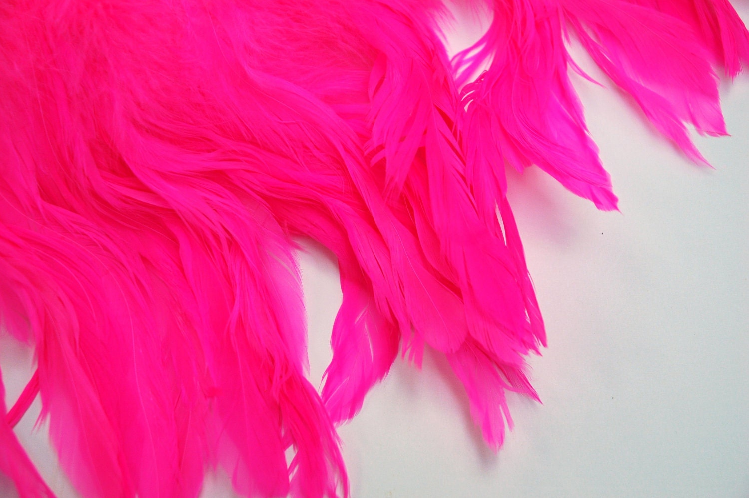 20 medium thick bright pink feathers (3-5 inches) - earrings or hair extensions