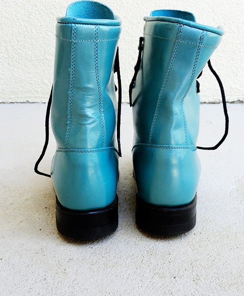 Vintage combat teal blue Dr. Marten style boots