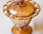 Vintage Iridescent Amber Spooner, Indiana Glass