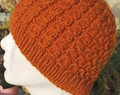 Man guy cable hat beanie - rust orange pumpkin