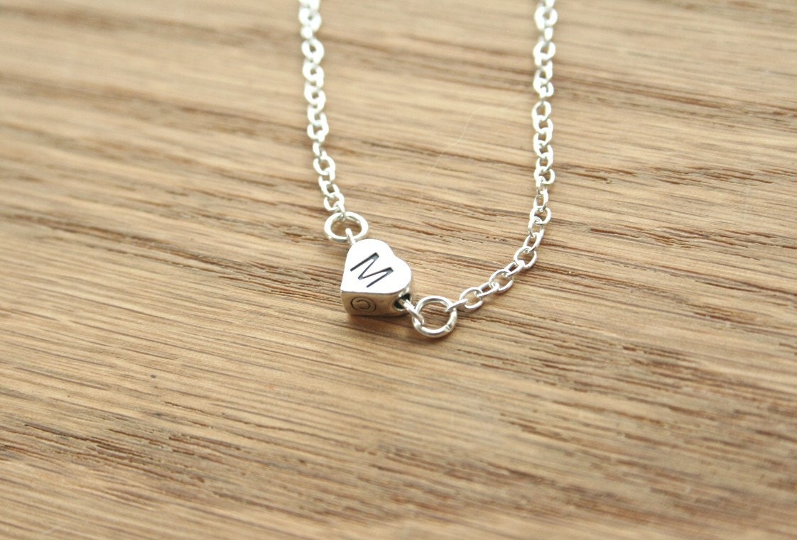 CUSTOM- Petite Sterling Heart Initial Necklace