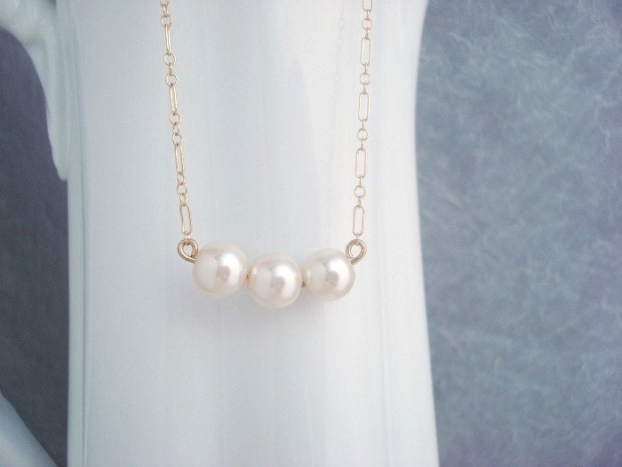Bella - A Gold Fill Triple Pearl Necklace by Two Little Doves