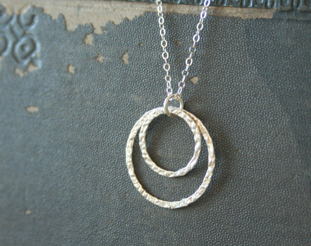 Intertwined - Two Sterling Silver Rings Necklace