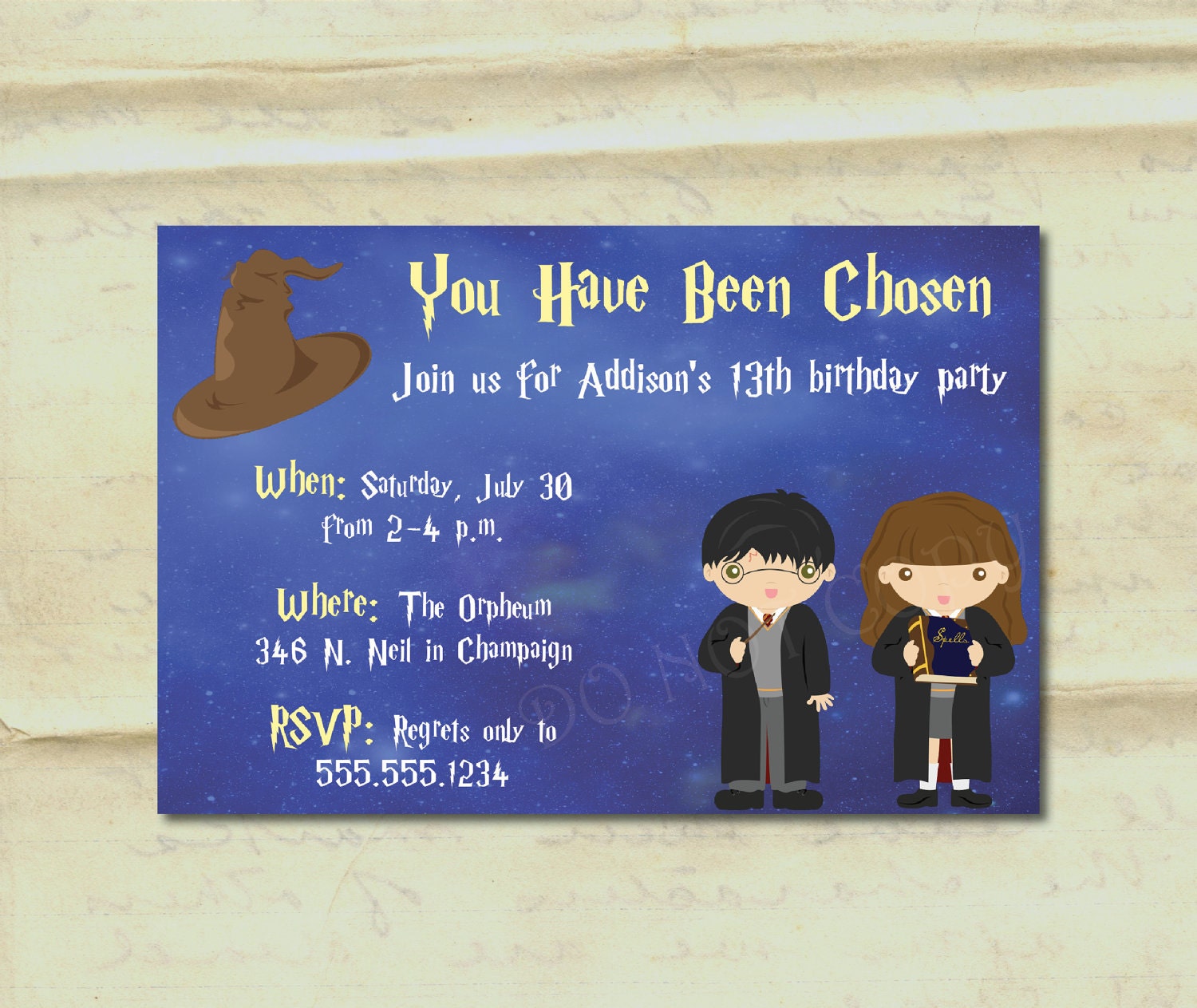 Birthday Party Invitations - Harry Potter Inspired - Sorting Hat - Set of 20 with Envelopes
