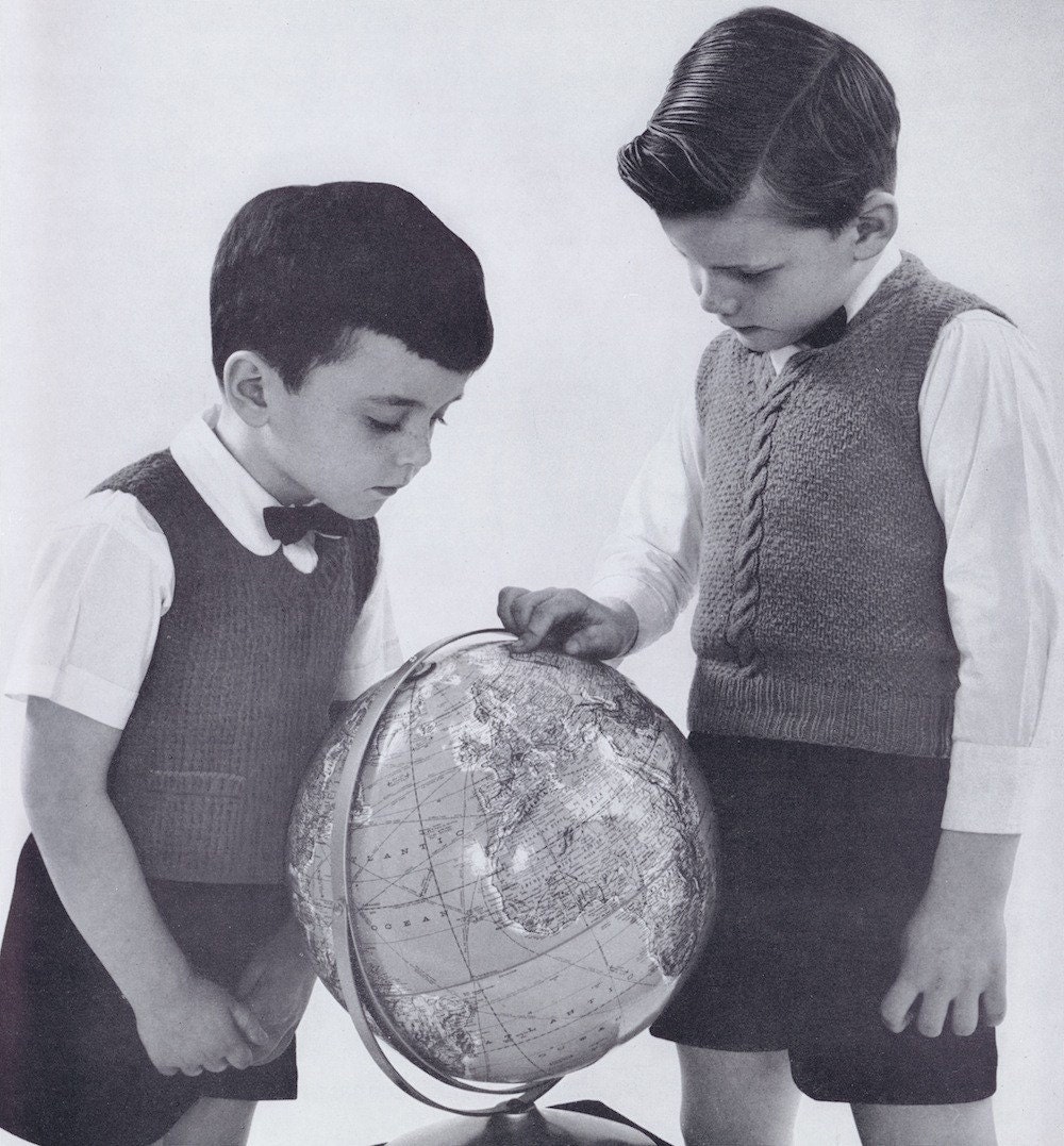 PDF of Boys Sweater Vests Knitting/Crochet Pattern, 1950s