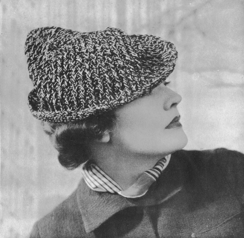1930s Fashion Robin Hood Hat Vintage Crochet Pattern PDF
