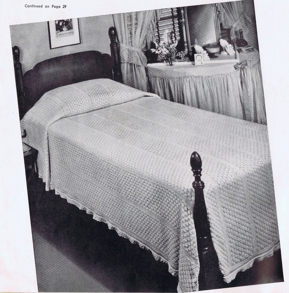 Reverie Knitted Pineapple Bedspread Vintage Bedspread Pattern PDF, c. 1941