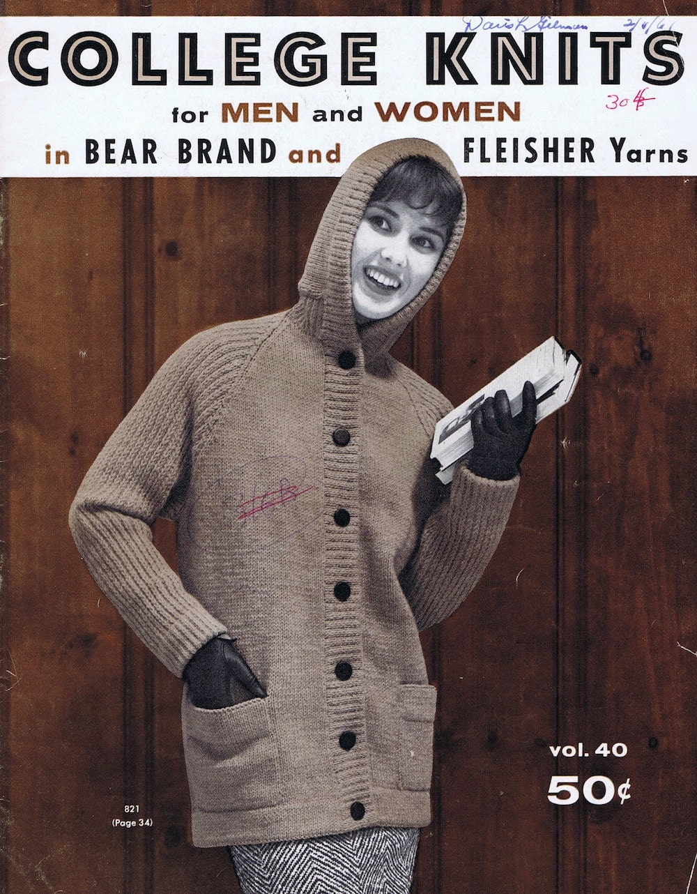 1950s Vintage Knitting Book College Knits for Men and Women