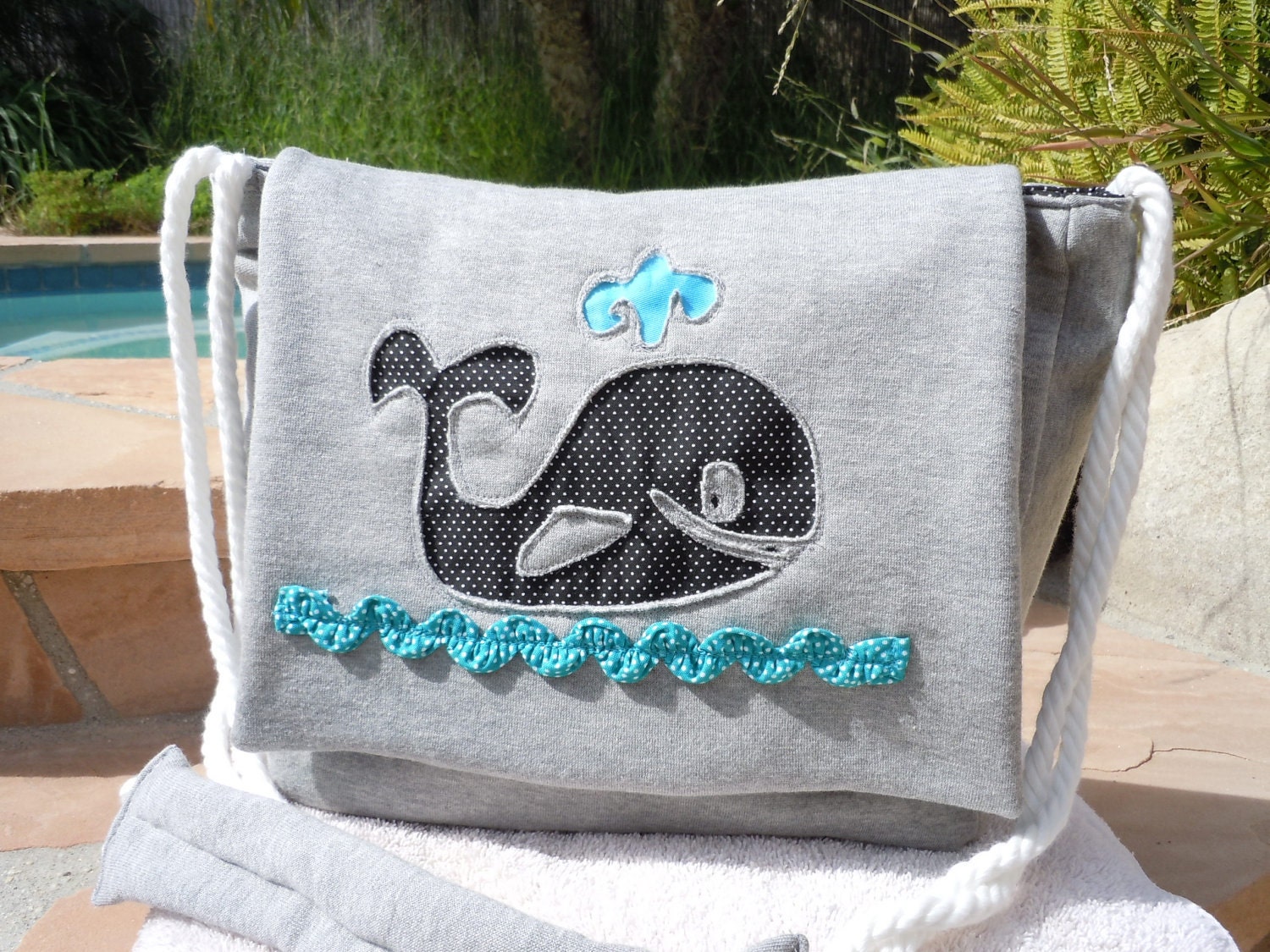 Whale Nautical Beach Bag
