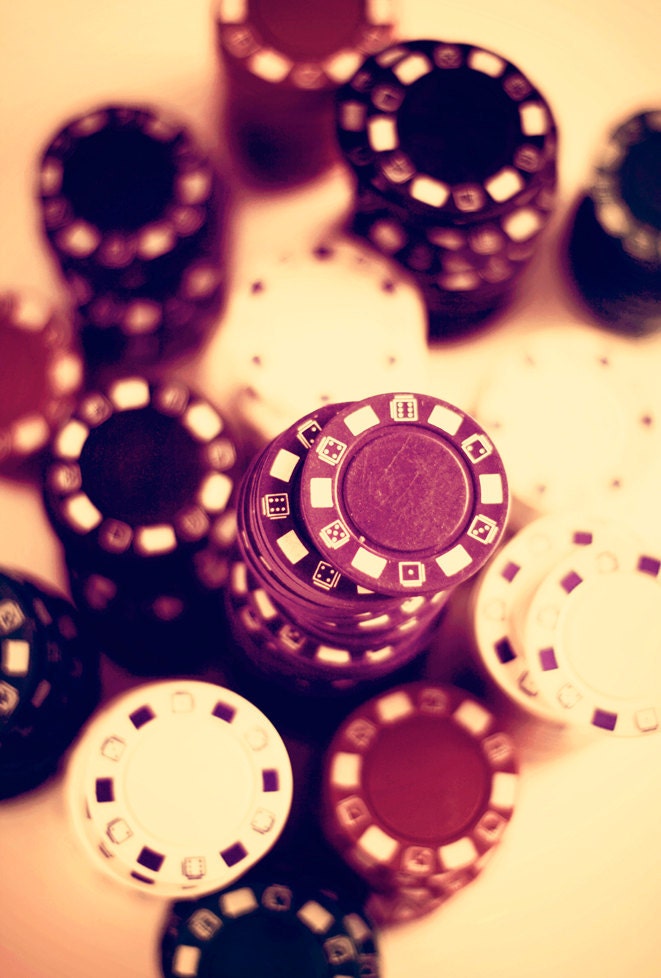 Still Life Photo 8 x 12 Print. Poker Chips, Casino, Poker, Money, Cards, Gambling, Male, Fathers Day Photo, Black, Cream, Burgundy