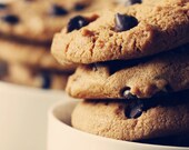 Still Life Food Photography 8 x12 Print. Cookies, Choc Chip Cookies, Biscuits, Sweet, Chocolate, Vintage, Brown.