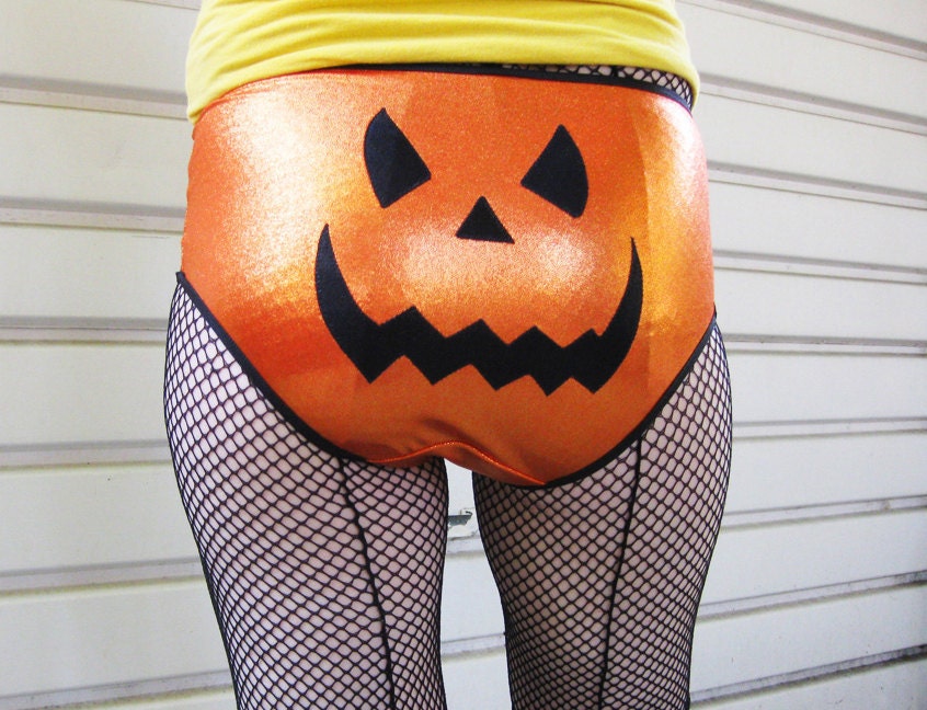 Roller Derby shorts for Halloween Jack O Lantern