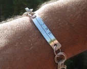 Men's Personalized Handcrafted Heavy Sterling Silver ID Bracelet Handcrafted Links Medical Jewelry
