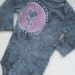 Grey and Pink Heart Flower Bodysuit in Long Sleeves, Size 3-6 mos