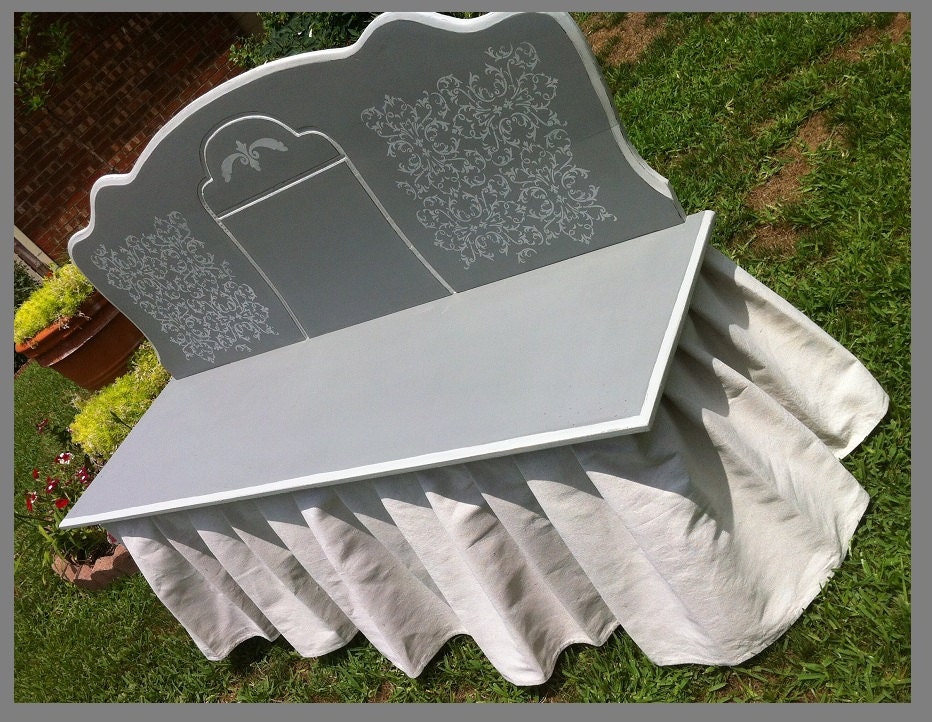 Beautiful Bench with Skirt made from a 1920's Headboard