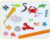digital collage sheet - UNDER THE SEA