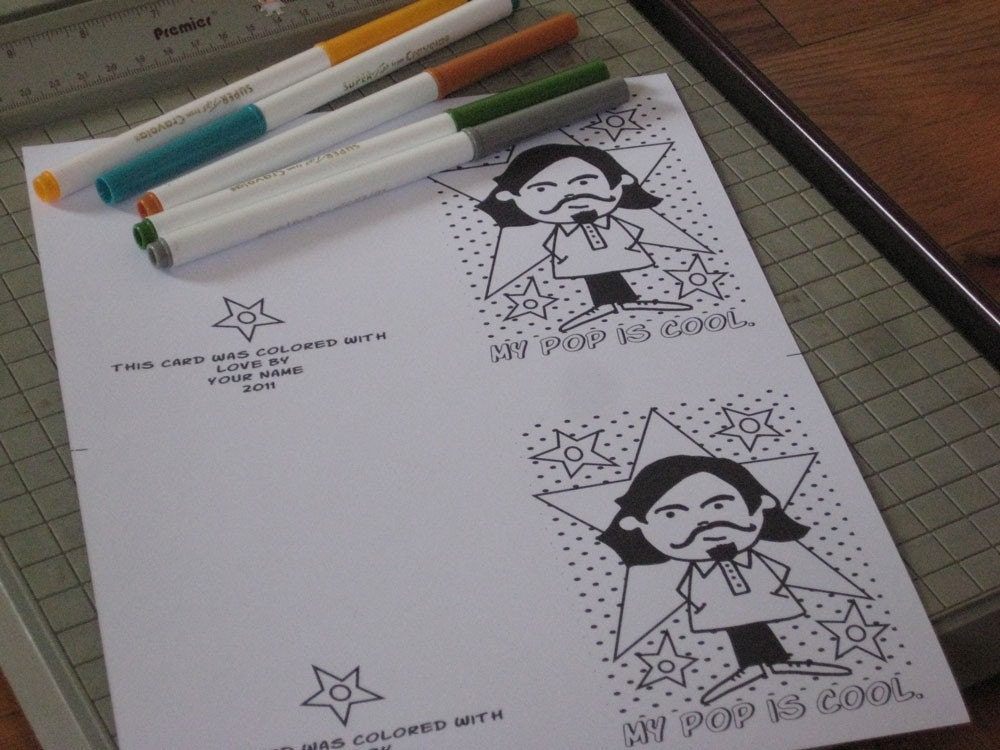 my pop is cool - printable, coloring greeting card