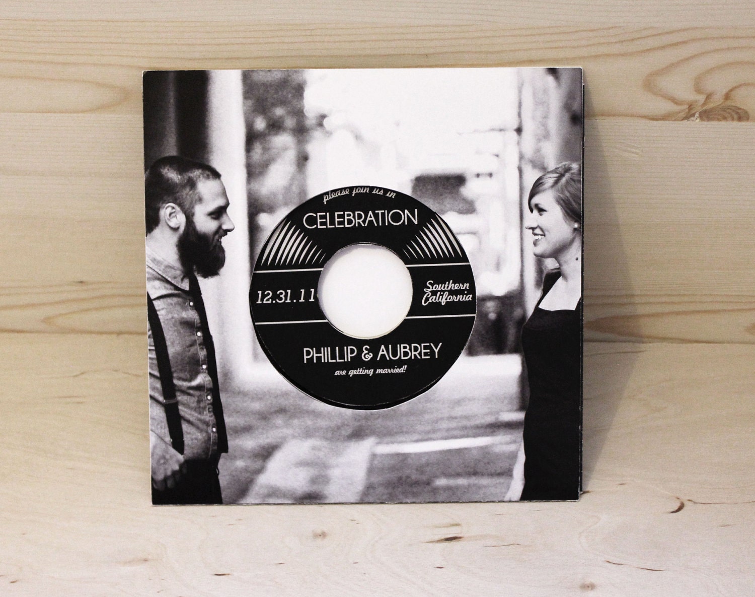 Music Lovers Vinyl Record Wedding Invitation (authentic vinyl record)