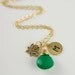Personalized Lotus Initial Necklace, Monogram Necklace, Green Chalcedony Gemstone, Bridesmaids Gift, Wedding Jewelry, Custom Necklace, Gift