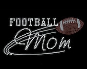 SALE Football Mom hot fix rhinestone bling iron on transfer DIY