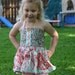 Boutique style halter tie top ruffles Riley Blake vintage look fabrics sizes 18m - 8 girls peach, cream, turquoise