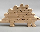 Wooden Stegosaurus Puzzle Organic Dinosaurs for Kids, Boys and Girls Waldorf Childrens Play