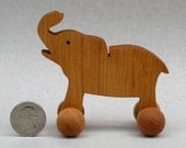 Elephant on Wheels  Wooden Toys with Wheels Organic Party Favors  Zoo Animal Toys