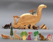Dinosaur Story Box  Wooden Toy for Jurassic Park Kids Organic  Waldorf Brontosaurus