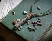 Glass Bottle Pendant with Irish Beach Sand and Stones -- Handmade in Ireland